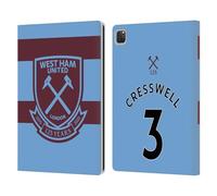 Head Case Designs Officially Licensed West Ham United FC Aaron Cresswell 2021/22 Players Away Kit Leather Wallet Case Compatible With Apple iPad Pro 12.9 2020/2021/2022