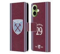 Head Case Designs Officially Licensed West Ham United FC Aaron Wan-Bissaka 2024/25 Players Home Kit Leather Wallet Case Compatible With Apple iPhone 17