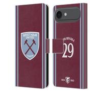 Head Case Designs Officially Licensed West Ham United FC Aaron Wan-Bissaka 2024/25 Players Home Kit Leather Wallet Case Compatible With Apple iPhone 17 Air