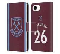 Head Case Designs Officially Licensed West Ham United FC Arthur Masuaku 2020/21 Players Home Kit Leather Wallet Case Compatible With Apple iPhone 16e
