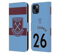 Head Case Designs Officially Licensed West Ham United FC Arthur Masuaku 2021/22 Players Away Kit Leather Wallet Case Compatible With Apple iPhone 15 Plus