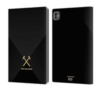Head Case Designs Officially Licensed West Ham United FC Black & Gold Hammer Marque Kit Leather Wallet Case Compatible With Apple iPad Pro 11 M4/M5 2024/2025