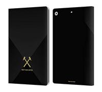 Head Case Designs Officially Licensed West Ham United FC Black & Gold Hammer Marque Kit Leather Wallet Case Compatible With Apple iPad 10.2 2019/2020/2021