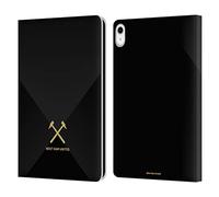 Head Case Designs Officially Licensed West Ham United FC Black & Gold Hammer Marque Kit Leather Wallet Case Compatible With Apple iPad 10.9 2022/2025