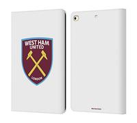 Head Case Designs Officially Licensed West Ham United FC Full Colour White Crest Leather Wallet Case Compatible With Apple iPad 9.7 2017 / iPad 9.7 2018