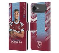 Head Case Designs Officially Licensed West Ham United FC Gianluca Scamacca 2022/23 First Team Leather Wallet Case Compatible With Apple iPhone 17 Air
