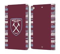 Head Case Designs Officially Licensed West Ham United FC Home 2022/23 Crest Kit Leather Wallet Case Compatible With Apple iPad 9.7 2017 / iPad 9.7 2018