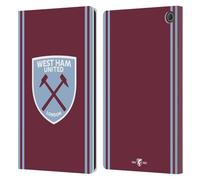 Head Case Designs Officially Licensed West Ham United FC Home 2024/25 Crest Kit Leather Wallet Case Compatible With Amazon Fire Max 11 2023