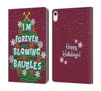 Head Case Designs Officially Licensed West Ham United FC I'm Forever Blowing Baubles Christmas Leather Wallet Case Compatible With Apple iPad 10.9 2022/2025