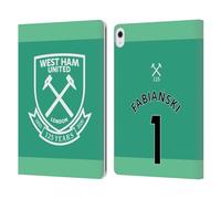 Head Case Designs Officially Licensed West Ham United FC Lukasz Fabianski 2021/22 Players Home Kit Leather Wallet Case Compatible With Apple iPad Air 13 2024/2025