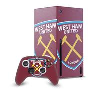 Head Case Designs Officially Licensed West Ham United FC Oversized Art Game Console Wrap and Game Controller Skin Bundle Compatible With Xbox Series X