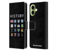 Head Case Designs Officially Licensed West Ham United FC Pattern 1 Crest History Leather Wallet Case Compatible With Apple iPhone 17
