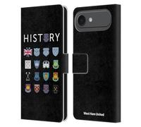 Head Case Designs Officially Licensed West Ham United FC Pattern 1 Crest History Leather Wallet Case Compatible With Apple iPhone 17 Air