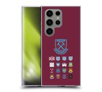 Head Case Designs Officially Licensed West Ham United FC Pattern 2 Crest History Gel Case [Military Grade Protection] Compatible With Samsung Galaxy S24 Ultra 5G