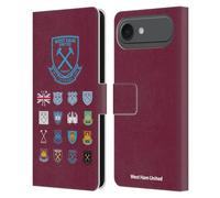 Head Case Designs Officially Licensed West Ham United FC Pattern 2 Crest History Leather Wallet Case Compatible With Apple iPhone 17 Air