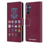 Head Case Designs Officially Licensed West Ham United FC Pattern 2 Crest History Leather Wallet Case Compatible With Samsung Galaxy A15