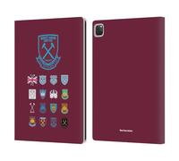 Head Case Designs Officially Licensed West Ham United FC Pattern 2 Crest History Leather Wallet Case Compatible With Apple iPad Pro 13 M4 2024
