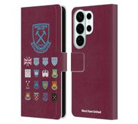 Head Case Designs Officially Licensed West Ham United FC Pattern 2 Crest History Leather Wallet Case Compatible With Samsung Galaxy S26 Ultra