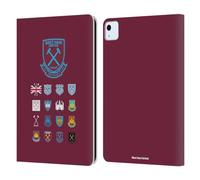 Head Case Designs Officially Licensed West Ham United FC Pattern 2 Crest History Leather Wallet Case Compatible With Apple iPad Air 11 2020/2022/2024/2025