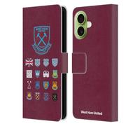 Head Case Designs Officially Licensed West Ham United FC Pattern 2 Crest History Leather Wallet Case Compatible With Apple iPhone 17