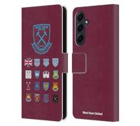 Head Case Designs Officially Licensed West Ham United FC Pattern 2 Crest History Leather Wallet Case Compatible With Samsung Galaxy A55 5G