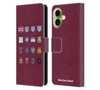 Head Case Designs Officially Licensed West Ham United FC Pattern 3 Crest History Leather Wallet Case Compatible With Apple iPhone 17