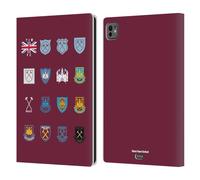 Head Case Designs Officially Licensed West Ham United FC Pattern 3 Crest History Leather Wallet Case Compatible With Apple iPad Pro 11 M4 2024