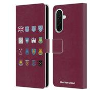 Head Case Designs Officially Licensed West Ham United FC Pattern 3 Crest History Leather Wallet Case Compatible With Samsung Galaxy A26 5G