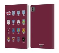 Head Case Designs Officially Licensed West Ham United FC Pattern 4 Crest History Leather Wallet Case Compatible With Apple iPad Pro 11 M4 2024
