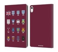 Head Case Designs Officially Licensed West Ham United FC Pattern 4 Crest History Leather Wallet Case Compatible With Apple iPad 10.9 2022/2025