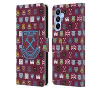 Head Case Designs Officially Licensed West Ham United FC Pattern 5 Crest History Leather Wallet Case Compatible With Samsung Galaxy A16 5G
