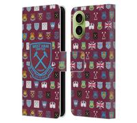 Head Case Designs Officially Licensed West Ham United FC Pattern 5 Crest History Leather Wallet Case Compatible With Apple iPhone 17