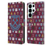 Head Case Designs Officially Licensed West Ham United FC Pattern 5 Crest History Leather Wallet Case Compatible With Samsung Galaxy S26 Ultra