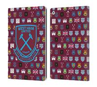 Head Case Designs Officially Licensed West Ham United FC Pattern 5 Crest History Leather Wallet Case Compatible With Apple iPad 10.2 2019/2020/2021