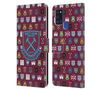 Head Case Designs Officially Licensed West Ham United FC Pattern 5 Crest History Leather Wallet Case Compatible With Samsung Galaxy A21s (2020)