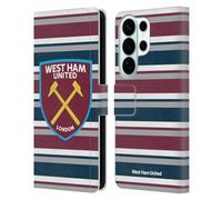 Head Case Designs Officially Licensed West Ham United FC Stripes Crest Graphics Leather Wallet Case Compatible With Samsung Galaxy S26 Ultra