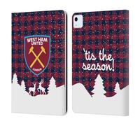 Head Case Designs Officially Licensed West Ham United FC Tis The Season Christmas Leather Wallet Case Compatible With Apple iPad Air 11 2020/2022/2024/2025
