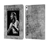 Head Case Designs Officially Licensed Willie Nelson Black And White Grunge Leather Wallet Case Compatible With Apple iPad Air 13 2024/2025