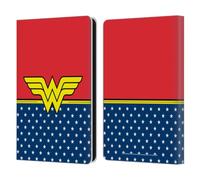 Head Case Designs Officially Licensed Wonder Woman DC Comics Costume Logos Leather Wallet Case Compatible With Amazon Kindle Paperwhite 6