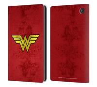 Head Case Designs Officially Licensed Wonder Woman DC Comics Distressed Logos Leather Wallet Case Compatible With Amazon Fire 7 2022