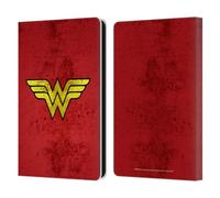 Head Case Designs Officially Licensed Wonder Woman DC Comics Distressed Logos Leather Wallet Case Compatible With Amazon Kindle Paperwhite 6