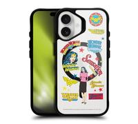 Head Case Designs Officially Licensed Wonder Woman DC Comics Icons Logos and Comics Black Shockproof Bumper Case [Military Grade] Compatible with Apple iPhone 16 and Compatible with MagSafe