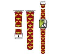 Head Case Designs Officially Licensed Wonder Woman DC Comics Pattern Logo Art Genuine Leather Watch Strap Compatible With Apple Watch 42/44/45/49mm
