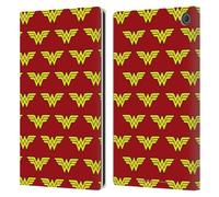 Head Case Designs Officially Licensed Wonder Woman DC Comics Pattern Logos Leather Wallet Case Compatible With Amazon Fire Max 11 2023