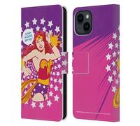 Head Case Designs Officially Licensed Wonder Woman DC Comics Step Aside Vintage Art Leather Wallet Case Compatible With Apple iPhone 15