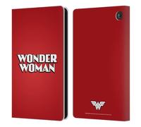 Head Case Designs Officially Licensed Wonder Woman DC Comics Text Logos Leather Wallet Case Compatible With Amazon Fire 7 2022