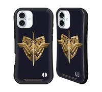 Head Case Designs Officially Licensed Wonder Woman Movie Sword And Shield Logos Hybrid Case Compatible With Apple iPhone 16 Plus
