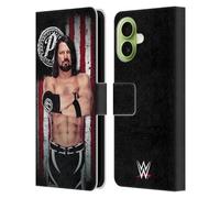 Head Case Designs Officially Licensed WWE AJ Styles American Flag Superstars Leather Wallet Case Compatible With Apple iPhone 17