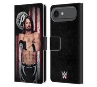 Head Case Designs Officially Licensed WWE AJ Styles American Flag Superstars Leather Wallet Case Compatible With Apple iPhone 17 Air