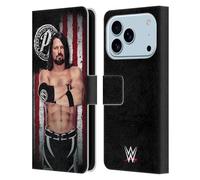 Head Case Designs Officially Licensed WWE AJ Styles American Flag Superstars Leather Wallet Case Compatible With Apple iPhone 17 Pro